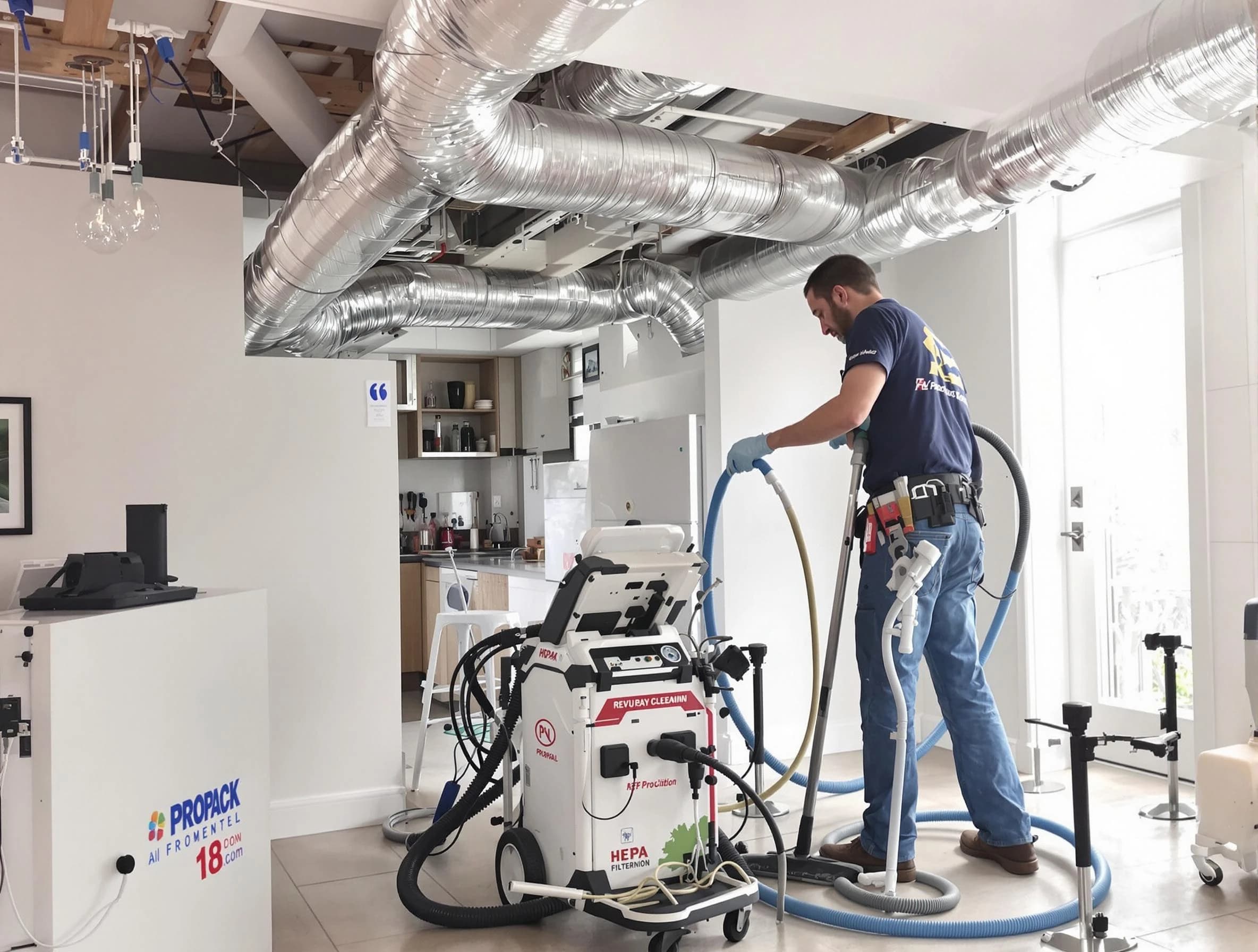 Alpine Air Duct Cleaning technician performing advanced pure duct cleaning with specialized equipment in Alpine