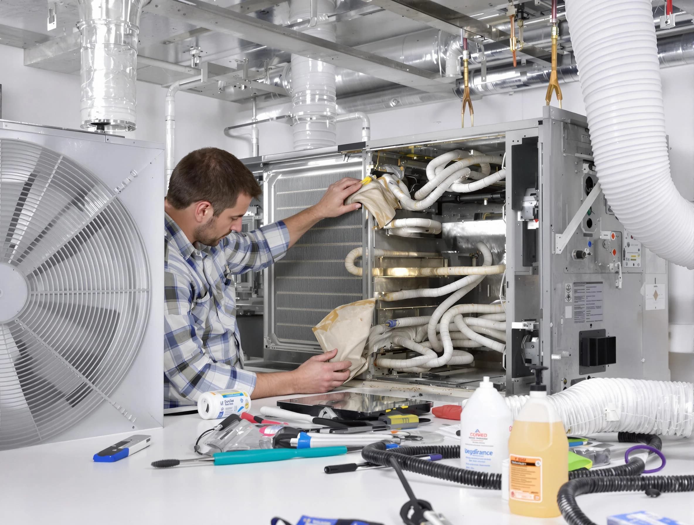 Alpine Air Duct Cleaning specialist performing precision AC coil cleaning in Alpine