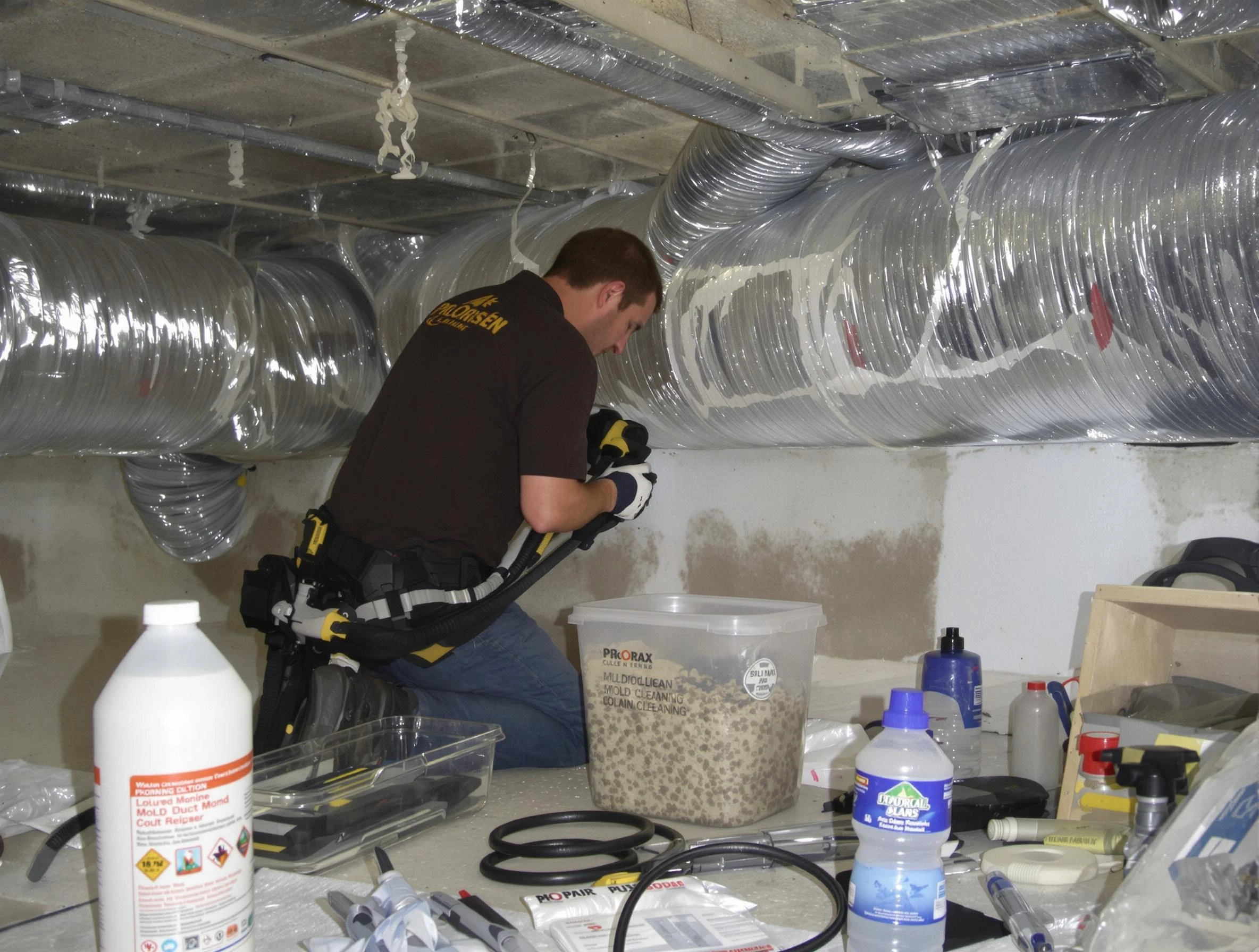Alpine Air Duct Cleaning specialist performing professional mold removal from air ducts in Alpine