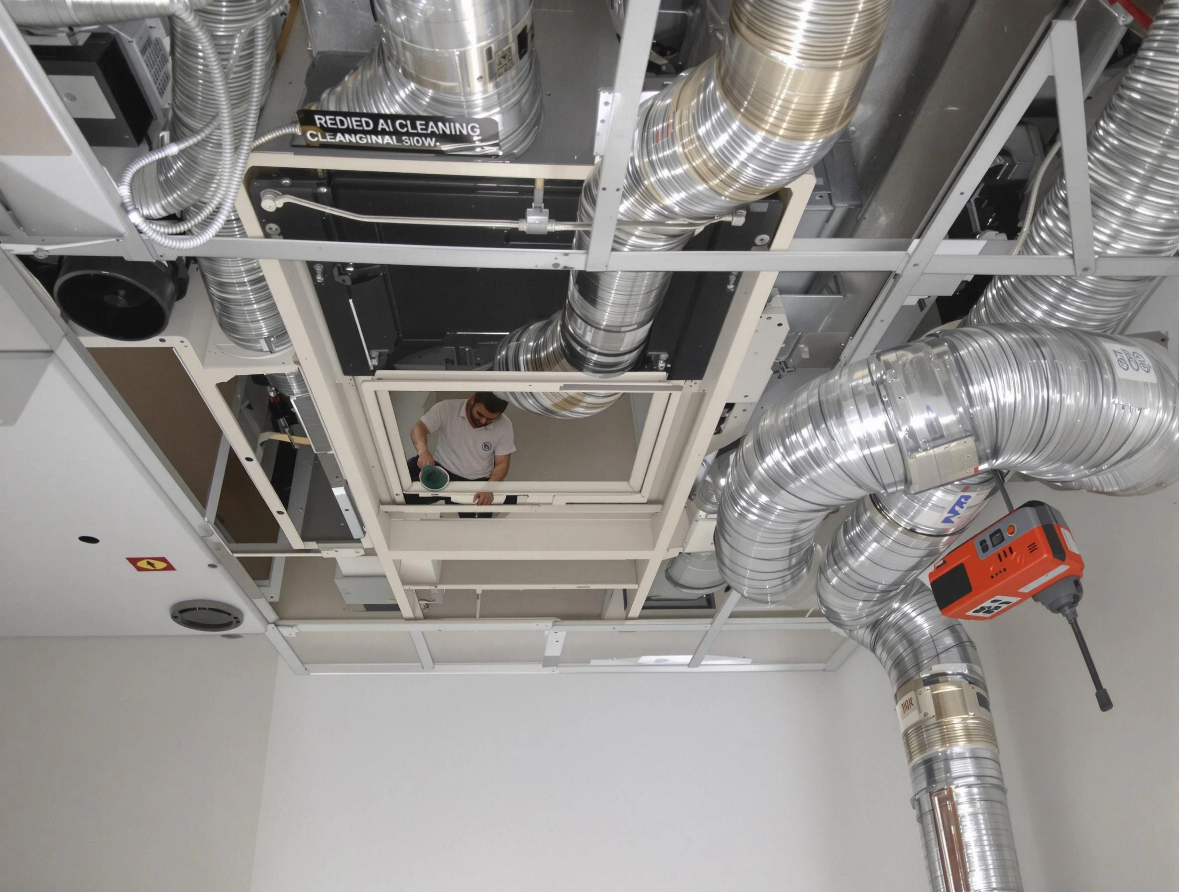 Alpine Air Duct Cleaning technician performing detailed central duct system cleaning in Alpine