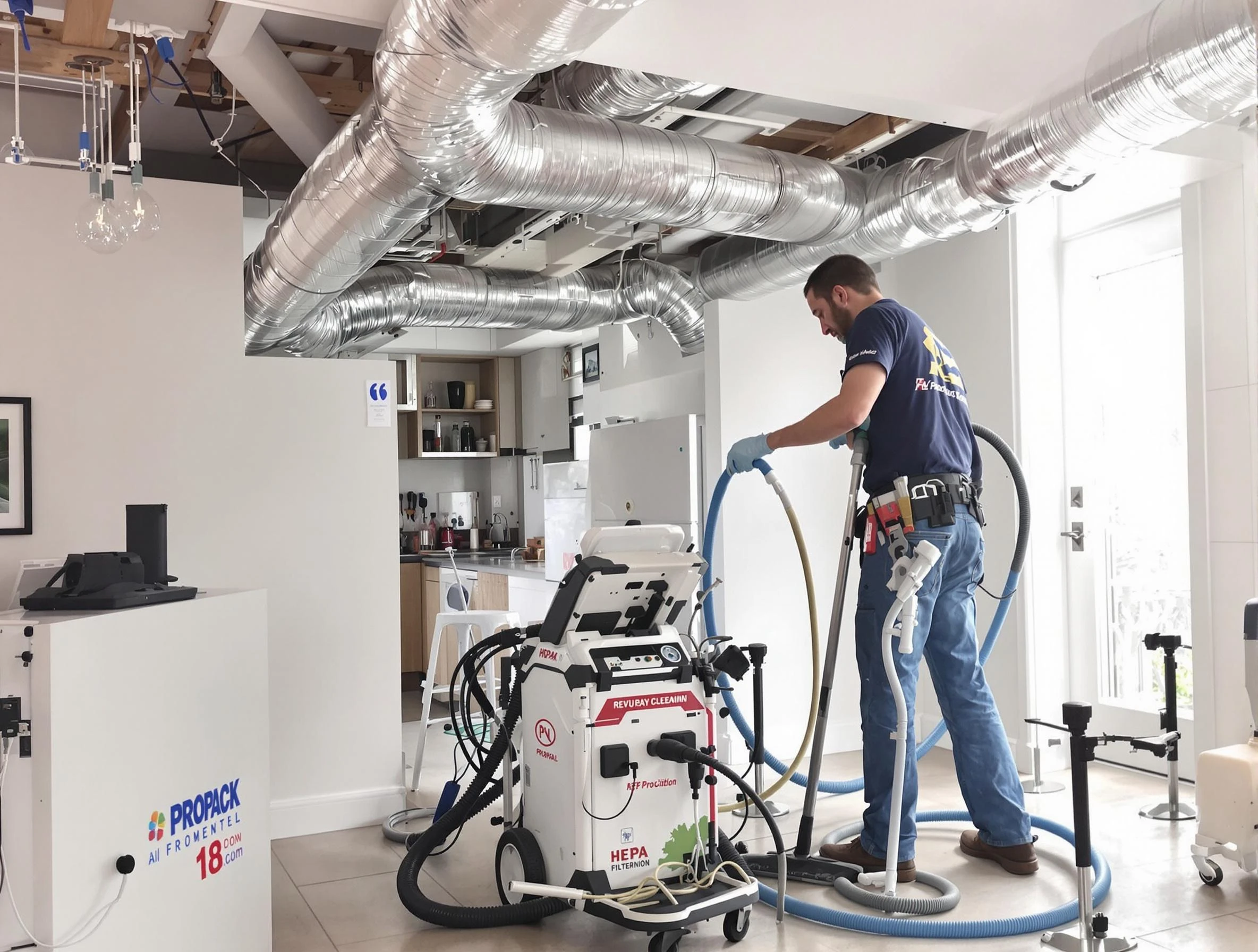 Alpine Air Duct Cleaning technician performing advanced pure duct cleaning with specialized equipment in Alpine